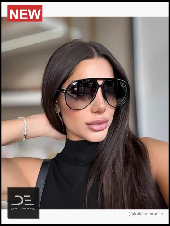 Oversized Classic 70s Vintage Trendy Square Aviator Sunglasses with UV main image 5
